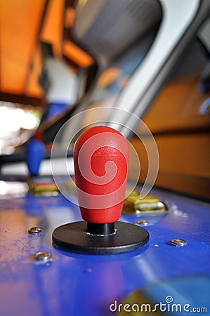 Joystick of an arcade video game Stock Photo