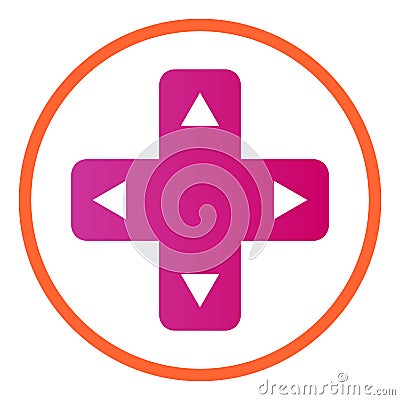 Joystick button with arrows flat icon. Game pad buttons vector illustration isolated on white. Game panel gradient style Vector Illustration