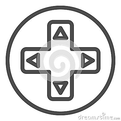 Joystick button with arrows line icon. Game pad buttons vector illustration isolated on white. Game panel outline style Vector Illustration