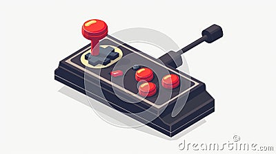 Joystick emulation device - retro 80s joystick, game controller, joypad. Game console emulator from the 1980s. Nostalgic Cartoon Illustration