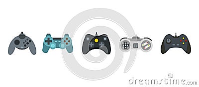 Joystick icon set, flat style Vector Illustration