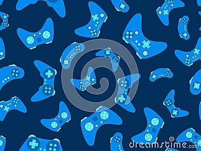 Joystick seamless pattern. Game controller for video games. Gamepad for retro game console in 80s - 90s style. Design for Vector Illustration