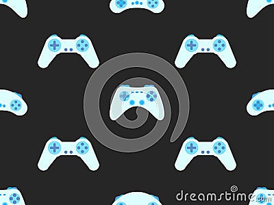 Joystick seamless pattern. Game controller for video games. Gamepad for retro game console in 80s - 90s style. Design for Vector Illustration