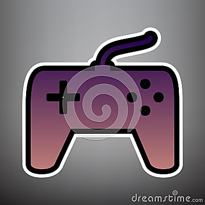Joystick simple sign. Vector. Violet gradient icon with black an Vector Illustration