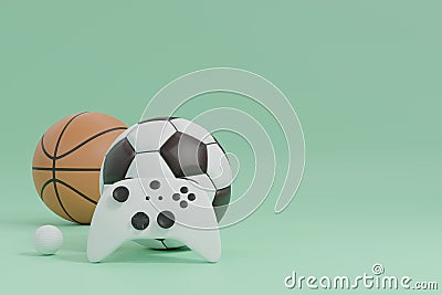 Joystick with sport ball as competition 3D render illustration Cartoon Illustration