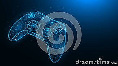 Polygonal illustration of a gaming joystick on a dark blue background. A futuristic Vector Illustration