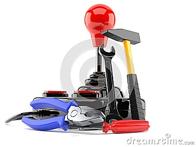 Joystick with work tools Stock Photo