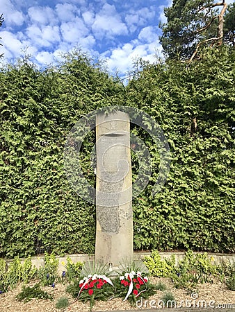 Jozef Pilsudksi once lived in Otwock, Poland and this is the historical marker â€” POLSKA Editorial Stock Photo