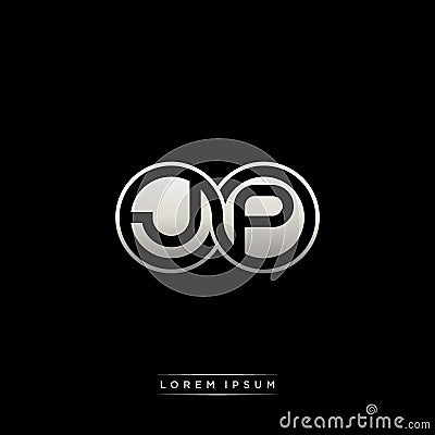 JP initial letter linked circle capital monogram logo modern template silver color version Vector Illustration