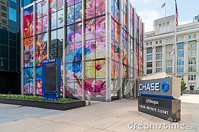 JP Morgan Chase Private Client bank and trademark logo Editorial Stock Photo