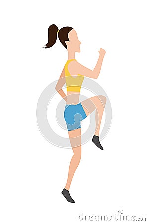 Jpeg illustration of jump women in flat design style. Sport. Active fitness. Exercise and athlete. Variety of sport movements. Cartoon Illustration