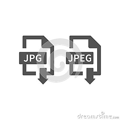 Jpeg and jpg file download black vector icon Vector Illustration