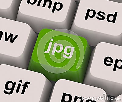 Jpg Key Shows Image Format For Internet Pictures Stock Photo