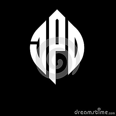 JPO circle letter logo design with circle and ellipse shape. JPO ellipse letters with typographic style. The three initials form a Vector Illustration