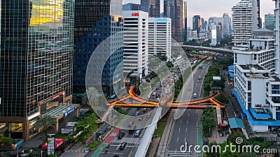 JPO Pinisi - Bridge crossing people Pinisi ship-shaped in Jakarta. Jakarta, Indonesia, December 29, 2021 Editorial Stock Photo