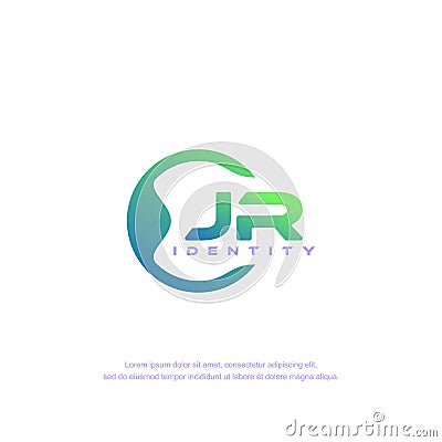 JR Initial letter circular line logo template vector with gradient color blend Vector Illustration