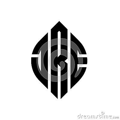 JRE circle letter logo design with circle and ellipse shape. JRE ellipse letters with typographic style. The three initials form a Vector Illustration