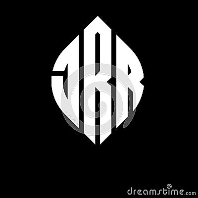 JRR circle letter logo design with circle and ellipse shape. JRR ellipse letters with typographic style. The three initials form a Vector Illustration