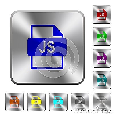 JS file format rounded square steel buttons Stock Photo