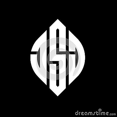 JSJ circle letter logo design with circle and ellipse shape. JSJ ellipse letters with typographic style. The three initials form a Vector Illustration