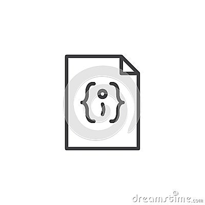 Json file format outline icon Vector Illustration