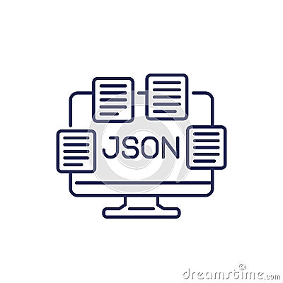 JSON files, documents line icon Vector Illustration