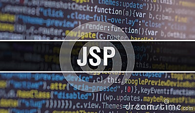 JSP with Abstract Technology Binary code Background.Digital binary data and Secure Data Concept. Software / Web Developer Stock Photo