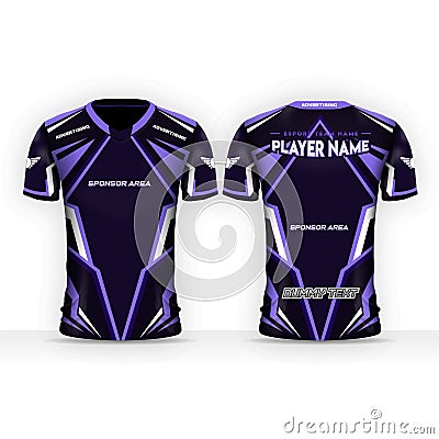 Front and Back Jersey Design Template for gamers, squad, community, bikers, soccer, football. Short sleeve jersey design Stock Photo