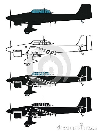 Ju 87 Stuka in right view Vector Illustration