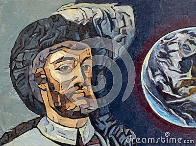 Juan Sebastian Elcano Portrait Oil on Canvas V Centenary Editorial Stock Photo