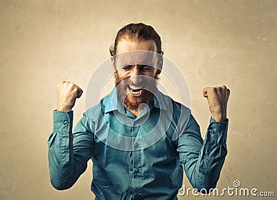 Jubilant man Stock Photo