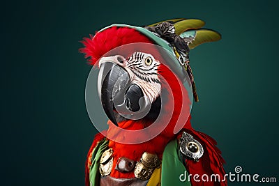 Jubilant Parrot with Pirate's Eyepatch Portrait. Generative AI illustration Stock Photo