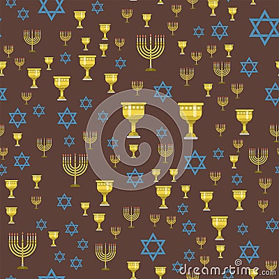 Judaism church traditional seamless pattern hanukkah religious synagogue passover hebrew vector illustration. Vector Illustration