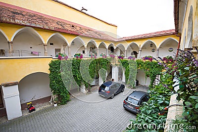 Courtyard arcades of medieval house Editorial Stock Photo