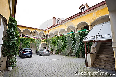 Courtyard arcades of medieval house Editorial Stock Photo