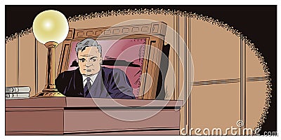 Judge in courtroom. Stock illustration. Vector Illustration