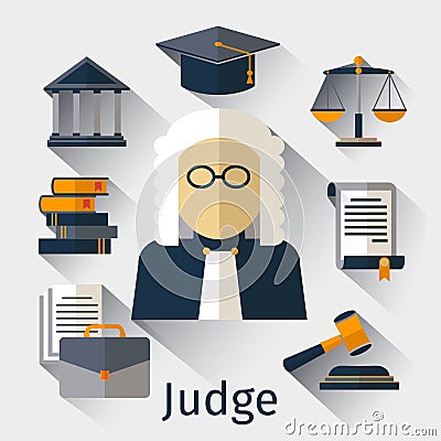 Judge flat icon. Justice vector symbols Vector Illustration