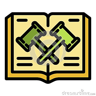 Judge gavel book icon color outline vector Vector Illustration