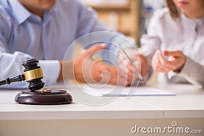 The judge gavel deciding on marriage divorce Stock Photo