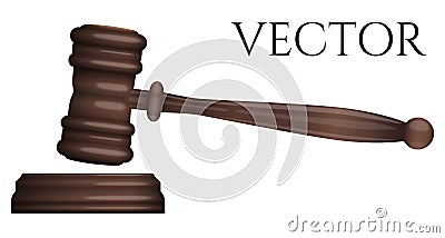 Judge gavel isolated on white photo-realistic vector Vector Illustration