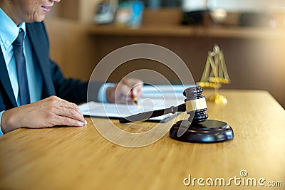 Judge gavel with Justice lawyers, Businessman in suit Stock Photo