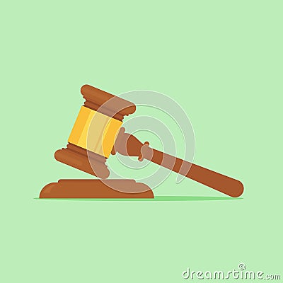 Judge gavel vector flat illustration Vector Illustration