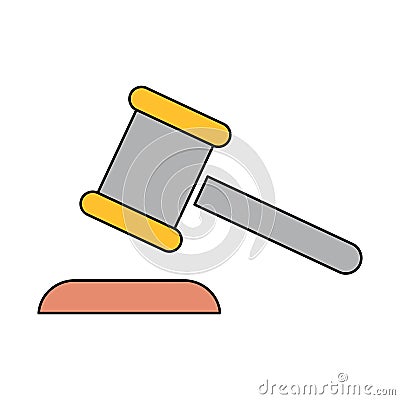 Judge hammer icon, law auction symbol, gavel justice sign vector illustration button Vector Illustration