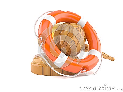 Judge hammer with life buoy Stock Photo