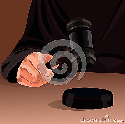 Judge hand with gavel Stock Photo