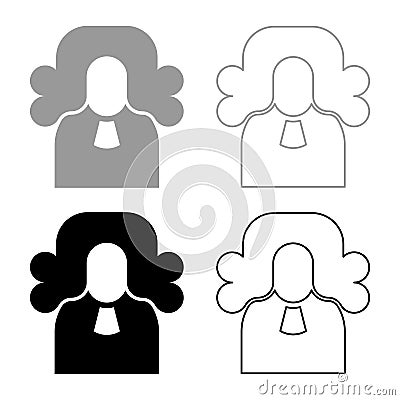 Judge lawyer jury avatar set icon grey black color vector illustration image solid fill outline contour line thin flat style Vector Illustration