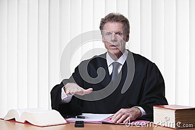 Judge or lawyer requesting silence Stock Photo
