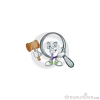 Judge magnifying glass cartoon character with mascot Vector Illustration
