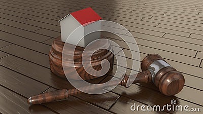 Judge`s gavel and house Stock Photo