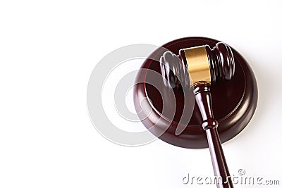 Judge`s Gavel over white background Stock Photo